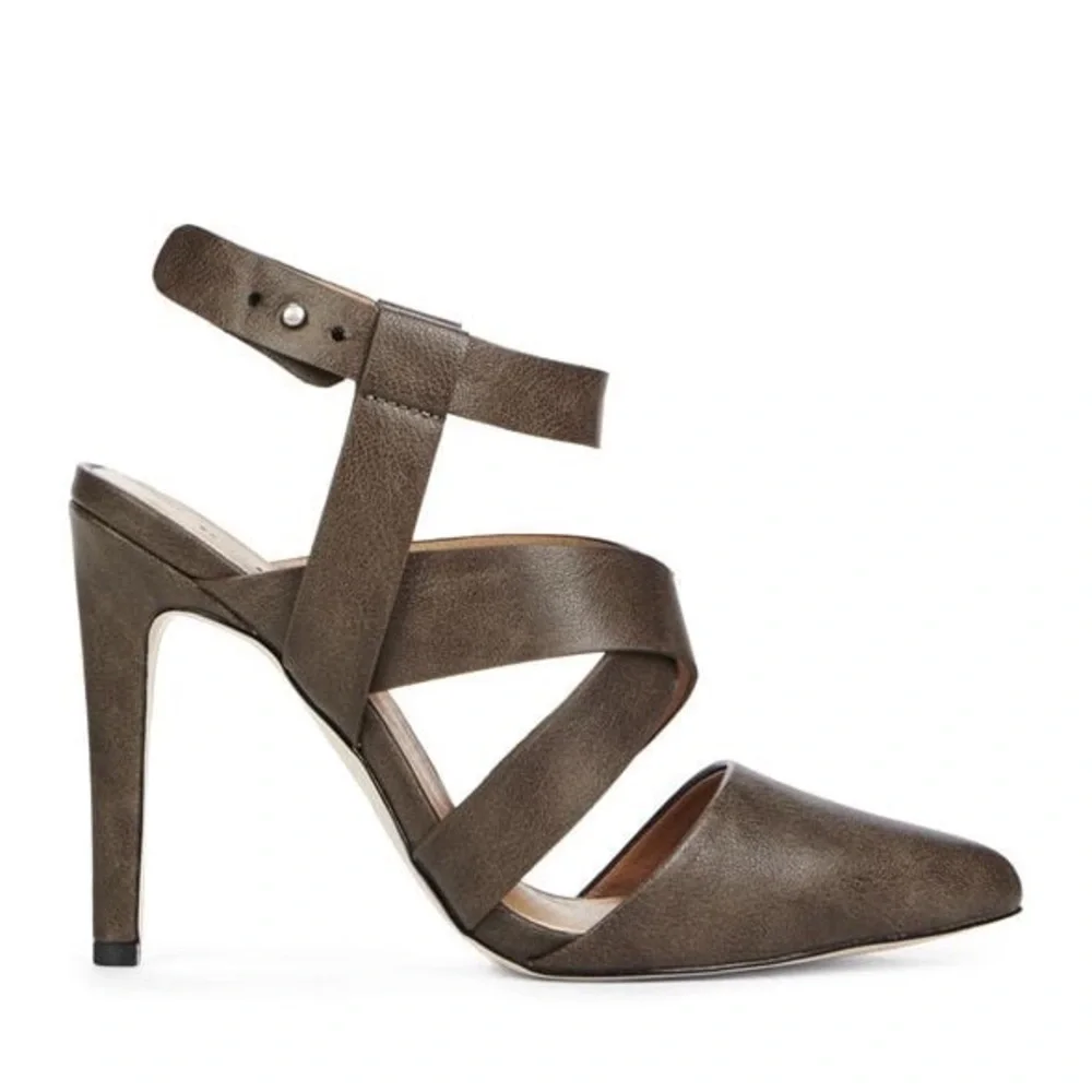 Just Fab Taupe Carabella Ankle Strap‎ Closure Heels Size 7